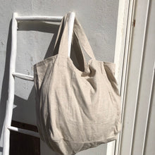 Load image into Gallery viewer, Cabas oversize greige chiné en toile
